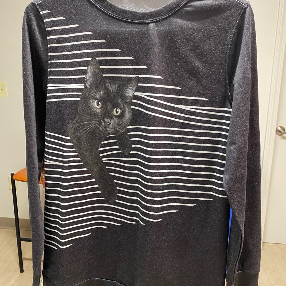 MISSLOOK Black and White Cat Stripe Long Sleeve Shirt